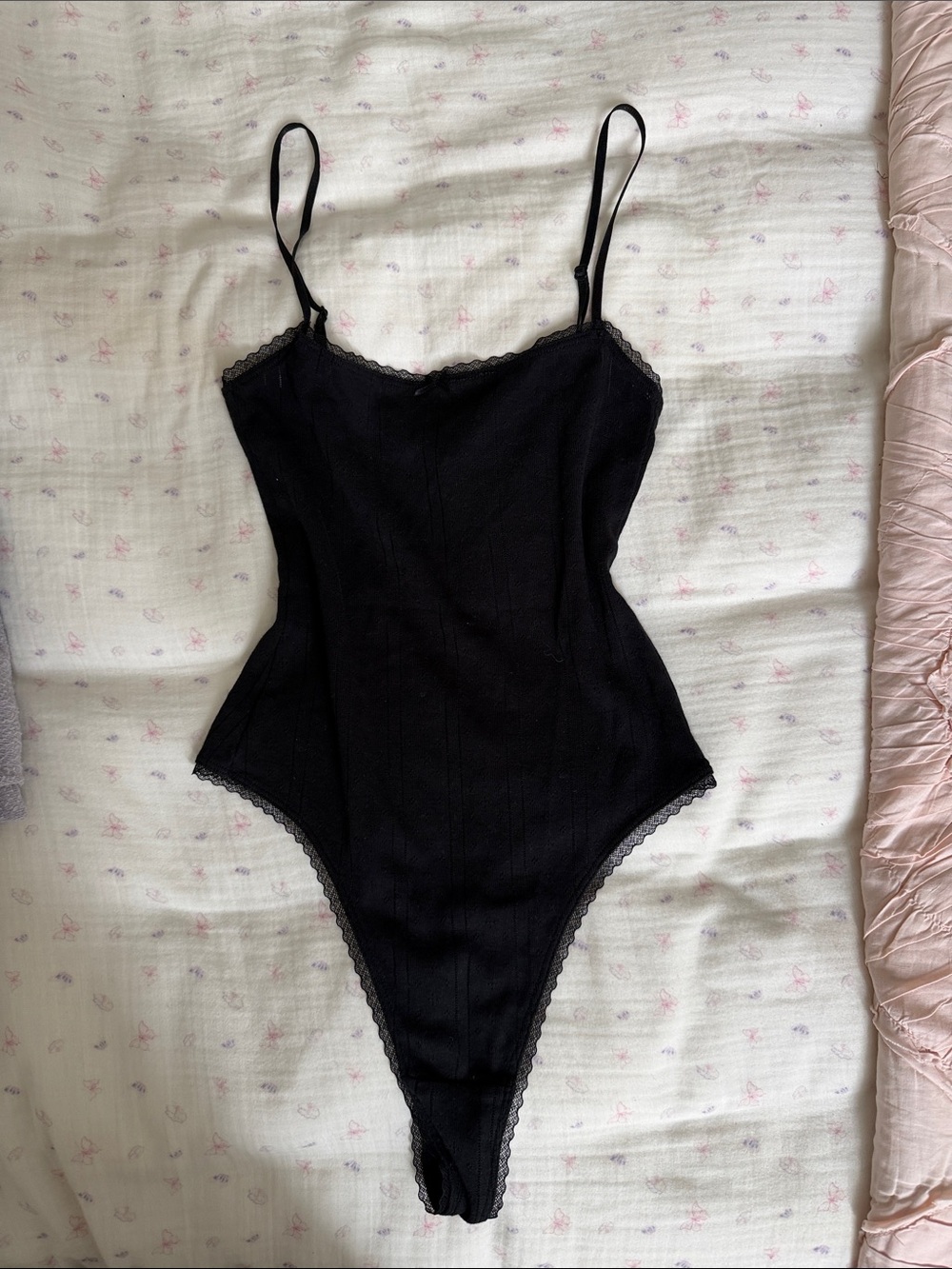 Black Lace-Trim Thong Bodysuit - Women Intimates
